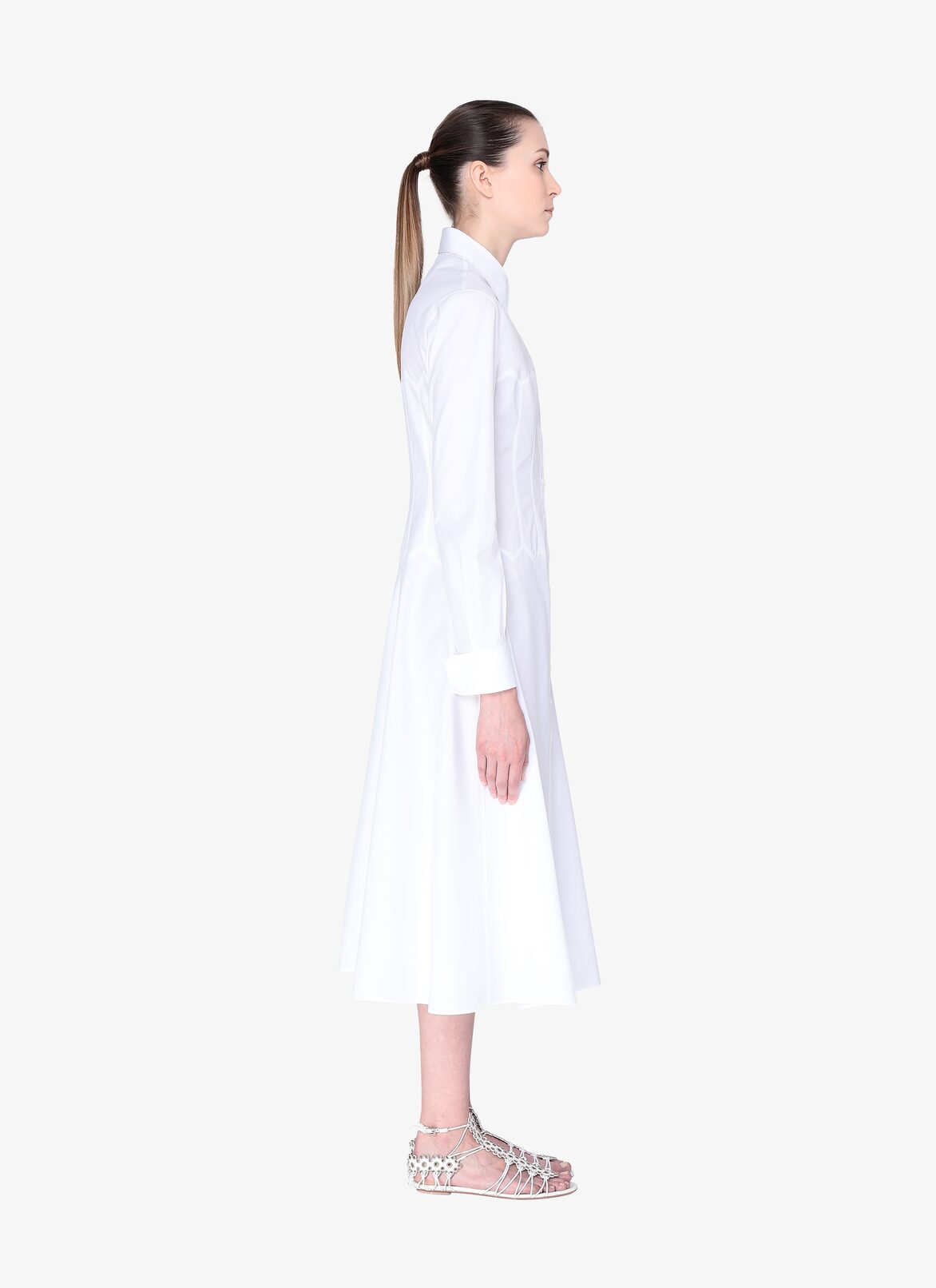 Long-Sleeved Shirt Dress ALAÏA WHITE LONG-SLEEVED SHIRT DRESS